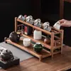 Estante para Tazas de Té de Nogal Estante de Almacenamiento Doméstico Chino Estante Antiguo de Escritorio Estante de Almacenamiento para Tetera de Arena Morada