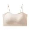 Sujetador sin tirantes sin costuras brillante, sujetador de soporte suave transpirable, sensación de piel desnuda transpirable, espalda bonita, sujetador cómodo para mujer