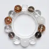 Cloudy LeisurePulsera de Piedra Fantasma Blanca de Cristal Natural para Mujer, Versátil y Elegante, con Diseño de Carpa con Pan de Oro, Mayoreo