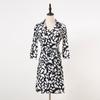 Vestido Elegante de Cintura Alta Emagrecedor para o Trabalho com Decote em V e Amarração Estampado Wrap Dress para Mulheres Pgdvf2025 Novo Estilo Primavera/Verão