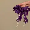 Brincos de Pérola e Flor com Franjas em Tecido Super Fada, Brincos Versáteis Doces e Modernos, Brincos de Nicho de Alta Qualidade para Revenda para Mulheres