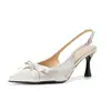 Sandálias de Salto Agulha Bico Fino Estilo Francês para Mulheres, Moda Nova Verão 2026 Sapatos de Salto Alto Bico Fechado com Laço