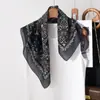 Pañuelo Cuadrado de Algodón Tie-Dye Degradado en Suaves Tonos Rosas y Morados, Versátil Pañuelo Decorativo de Seda, Bufanda de Cuello de Moda para Mujer