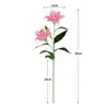 Flor Artificial de 3 Cabezas, Lirio de Seda de Tallo Único, Decoración para el Hogar, Flores para Bodas, Arreglo para Escena de Salón de Bodas, Arreglo de Flores de Piso