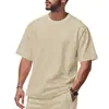 Camiseta Casual Deportiva de Manga Corta para Hombre con Cuello Redondo, Hombro Caído, Cuadros Pesados de Verano Transfronteriza de Amazon