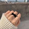 Anillo abierto retro para niña con lazo flocado blanco, anillo de dedo índice de moda nicho dulce para niña