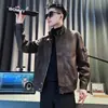 Estilo Outono e Primavera Jaqueta de Couro Street Bonita Jaqueta de Couro para Motociclista Masculina 2025 Nova Slim Estilo Coreano Jaqueta de Alta Qualidade
