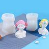 Boneca de Gesso de Menina com Venda de Flor de Rosa Molde de Silicone Vela de Aromaterapia DIY Molde de Resina Molde de Modelo para Redução de Peso