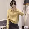 2025 Nuevo Tejido de Lana Pura Coreano para Mujer con Capucha y Hebilla Suéter Color Sólido Holgado Casual Prendas de Punto para Base