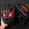 Halloween Homem-Aranha Capuz Olhos Móveis Toque Luminoso Cos Máscara Elétrica Luz Máscara Crianças Brinquedos