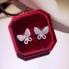 Cao Shi Coreano Design Sense ins Brincos Da Moda Diamante Cheio Micro-incrustado Zircon Borboleta Brincos Elegantes Elegantes Elegantes para Mulheres