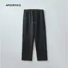 Calça Esportiva Casual de Lã Apo para Homens, Roupas Transfronteiriças, para o Inverno, Grossa, Solta, Reta, Versátil, Elástica, com Cadarço