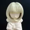 Peluca para Muñeca BJD 346 Puntos Cabello Corto de Seda Suave Bob con Flequillo Bobo Labubu Peluca