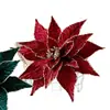 Nuevo producto transfronterizo: Flores navideñas rojas y verdes, tela de terciopelo de alta calidad, flores navideñas pintadas en polvo, decoraciones de flores artificiales tridimensionales de tres capas