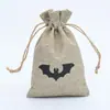 Bolsa de lino para regalo de fiesta de Halloween bolsa con cordón para dulces bolsillo con cordón Accesorios de decoración para festival de fantasmas de Navidad empaque de joyería
