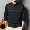 Camisetas de Terciopelo de Manga Larga para Hombres de Mediana Edad y Mayores para Hombre en Otoño e Invierno Ropa para Padres Nuevos Camisas Polo Gruesas Cálidas Casuales para Hombres