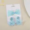 Conjunto Europeu e Americano de Acessórios de Cabelo Infantis Transfronteiriços, Faixa Larga Macia, Meias, Laço para Bebê, Touca de Proteção de Fontanela