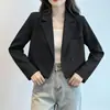 Conjunto estilo francês, tamanho petite, top curto moderno e que rejuvenesce para primavera e outono, blazer elegante para mulheres, novo e popular estilo 2026