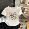 Camiseta Feminina Branca Manga Curta Ombro Normal 2025 Nova Verão Cor Sólida Top Curto Algodão Puro Meia Manga Blusa Rejuvenescedora