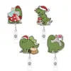 Porta-credencial retráctil de acrílico de dinosaurio navideño, colgante de caricatura, linda decoración navideña - Varios estilos en stock