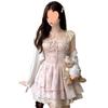 Vestido Floral Doce Feminino Verão Novo Design de Manga Curta Voante Senso de Design Saia Princesa Fada Cintura Curta Franjada