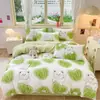 Nuevo conjunto de cuatro piezas estampado de algodón con aloe vera, amigable con la piel, para uso en casa, conjunto de cuatro piezas al por mayor, conjunto de cuatro piezas de algodón suave lavado