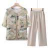 Camisa Falsa de Dos Piezas Estilo Nuevo 2026 de la Abuela, Atuendo de Primavera para Mediana Edad y Mayores, Top Estampado Estilo Chino para Mujer, Blusa de Primavera y Verano para Mamá