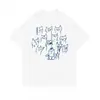 Camiseta de manga corta de seda de leche para hombre y mujer, estilo popular de verano, holgada, casual, versátil, con estampado de gato, adecuada para parejas