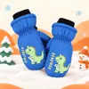 Guantes de invierno para niños de 3 a 10 años, bolsa de dedos de tres capas de terciopelo grueso, cálidos, cortavientos, impermeables, con diseño de dibujos animados, para la nieve