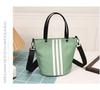 2024 Nuevo Bolso Pequeño de Cubo de Tela de Nailon a Rayas Simple Bolso de Mano Casual Deportivo para Almuerzo Bolso Cruzado Pequeño de Moda