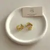 Pendientes de Café Dorados Huecos en Forma de C de Doble Capa Exquisitos Pequeños de Nicho de Lujo Retro para Mujer Accesorios de Pendientes Versátiles Simples para el Día a Día