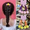 Faixa de Cabelo Colorida Estilo Coreano Adereço de Cabeça de Princesa Tendão de Borracha Cabelo Infantil Alto Longo Tendão de Borracha Corda de Cabelo Bola Redonda Cor de Doce Anel de Cabelo