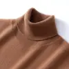 Suéter 100% Caxemira para Homem, Gola Alta, Cor Sólida, Malha Solta e Confortável, Camada Base de Tricô Quente
