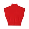 AISHANG Ankora Vermelho Gola Alta Falsa Suéter Top Feminino Sem Costura Novo Estilo Largo Solto Slim Suéter
