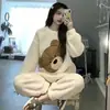 Pijamas Nuevos de Otoño e Invierno para Mujer, Franela Engrosada, Dulce Dibujo Animado Casual Pulóver de Manga Larga Terciopelo Coral Ropa de Casa para Mujer