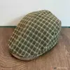 Boina Artística Xadrez com Aba em Couro PU Retrô Japonês, Reversível, Versátil, Boné Casual da Moda