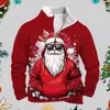 Sudadera Navideña para Hombre Estilo Comercio Exterior Transfronterizo 2024 Moda Sudadera con Estampado Digital Navideño Cuello Redondo Pullover