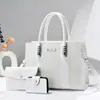Conjunto de 3 Peças com Costura em Cor Contrastante Bolsa de Mão de Aniversário para Mulheres, Nova Moda Bolsa Tote de Grande Capacidade, Bolsa de Ombro Transversal