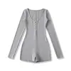 Ap25627-25 Novo Estilo Outono Estilo Europeu e Americano Gola Redonda Manga Longa Ajuste Slim Macacão Base