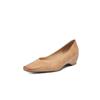 Versión de Punta Cuadrada ~ Completamente de Cuero por Dentro y por Fuera, Boca Baja, Zapatos de Mujer que Aumentan la Altura, Nuevos Versátiles para el Trabajo, Zapatos de Trabajo de Cuero Genuino de 3 cm, Zapatos de Mujer Ol