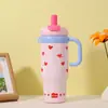Taza de Hielo Gigante con Popote, Termo para Coche de Gran Capacidad de Acero Inoxidable 316, Taza de Agua Personalizada con un Toque de Lujo Ligero y de Alta Gama