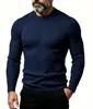Suéter Masculino de Tricô Liso Slim Fit com Elastano, Gola Redonda e Design em Ponto Trançado, Suéter Pulôver Fashion para Homens, 2026
