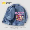 Jaqueta Jeans Kpop Hunter Girls Estilo Novo para Primavera e Outono Moda Casual Gola Reversível para Crianças Mais Velhas Tendência