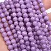 Calcedonia morada lila cuentas redondas DIY hecho a mano semiacabado cuentas sueltas pulsera collar con accesorios de cuentas al por mayor