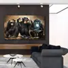 Pintura de Lienzo de Animales Abstractos Mono Tres Orangutanes Divertidos Arte Pintura al Óleo Pintura de Pared Pintura Decorativa para el Hogar Núcleo