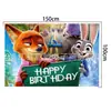 Decoração de Festa Zootopia 2 Faixa de Aniversário Zootopia Topper de Bolo Balão Espiral Conjunto de Bandeirinhas