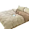Jie Liya Algodón Puro Hilo 40S Teñido en Hilo Algodón Lavado Rayas Borde de Concha Estilo Japonés Juego de Cama de Cuatro Piezas Funda de Edredón Individual Disponible para Mayorista