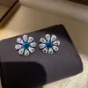 Aretes de Flor de Cristal Azul con Aguja de Plata y Circonia en Forma de Gota de Agua Estilo Princesa de Lujo Accesorios para Pendientes de Lujo Ligero de Alta Gama para Mujeres