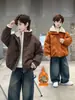 Chaqueta de una pieza de cuero y piel sintética con forro de terciopelo grueso, estilo retro para invierno, para niños y jóvenes (tallas M y L), nueva 2026 Ropa de invierno Niños Niños