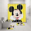Venta caliente transfronteriza directo de fábrica Mickey estampado digital poliéster impermeable a prueba de moho cortina de ducha cortina de baño de cuatro piezas